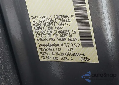 2017 Nissan Maxima 3.5 Sr z USA, uszkodzony, nr VIN 1N4AA6AP0HC437352